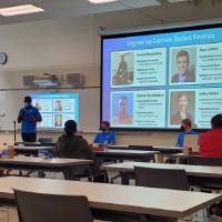 Engineering graduate student panelists share their experiences with FVSU students